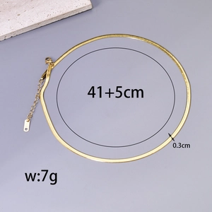 Elegant 18K gold-plated stainless steel flat snake bone necklace with adjustable clasp