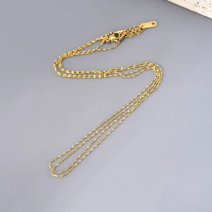 Collar de doble capa en acero inoxidable dorado 18K con cadena de serpiente mujer