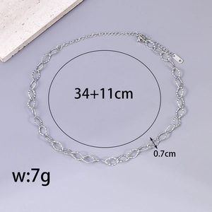 Collar de cadena cubana de acero inoxidable para hombre de 34 cm con extensión de 11 cm