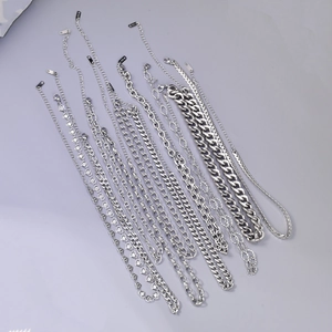 Colección de cadenas de eslabones cubanos y Figaro en acero inoxidable plateado para hombre