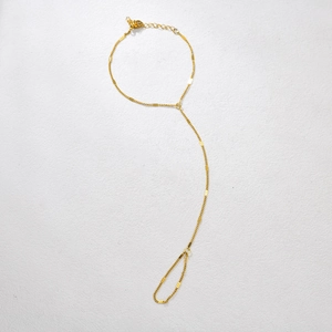 Bracelet bague plaqué or 18 carats avec plaques métalliques et chaîne réglable pour femme