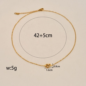 Golden stainless steel knot necklace featuring 42cm chain and 5cm extension