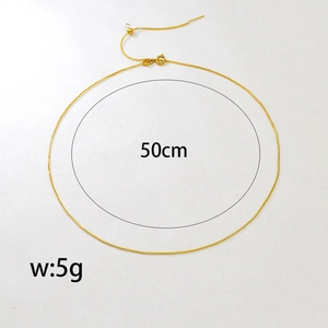 Adjustable 50cm golden stainless steel snake chain necklace with slider bead