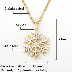 Specificaties van de gouden sneeuwvlok ketting met 3A zirkoon en roestvrijstalen ketting