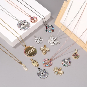 Mode Zirkoon Hanger Ketting Voor Vrouwen Mannen Koper Roestvrij Staal Ketting Hip Hop Boze Oog Levensboom Sieraden
