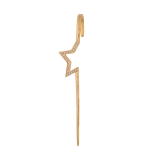 Minimalistischer goldener Stern-Ohrmuschel-Clip mit Zirkonia und langem Stift-Piercing