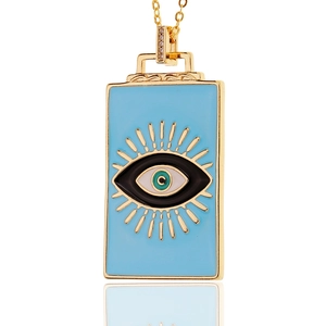 Goldene Evil Eye Halskette mit blauem Emaille und funkelnden Zirkonia-Akzenten