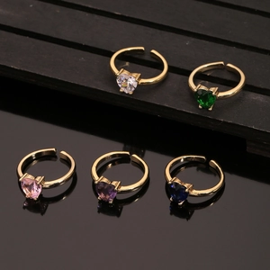 Bague Ouverte de Coeur en Cuivre Plaqué Or Avec Zirconia pour Femme Ajustable Bijoux Romantiques Cadeau pour Femme