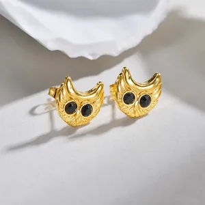 Vintage Orecchini a Bottone a Gufo in Acciaio Inossidabile per Donna Strass Design Animale Oro Gioielli Minimalisti