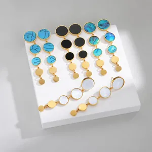 Geometric Drop Earrings Stainless Steel Gold Plated Round Circles Tassel Dangle Earrings For Women Elegant Jewelry Gift
