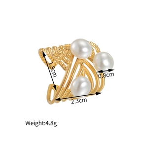 Spécifications détaillées pour bague perle géométrique multicouche en or 18 carats 2,3cm
