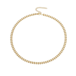 18k gold wheat ear necklace with textured leaf links and adjustable lobster clasp