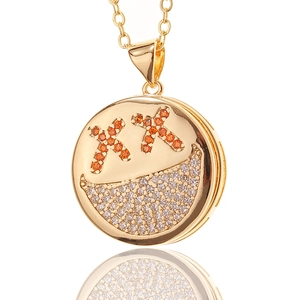 Roterende hart smiley hanger ketting goud met oranje en witte kristallen voor vrouwen