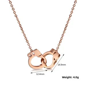 Macro shot of rose gold handcuff pendant with cubic zirconia inlay and measurements