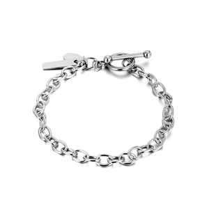 Minimalistisches Titanstahl-Kettenarmband mit T-Verschluss und rechteckigem Anhänger