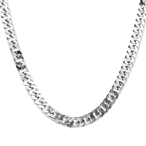Collana a catena cubana massiccia in acciaio al titanio argento con finitura lucida