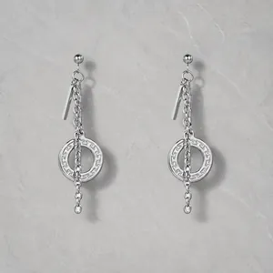 Titaniumstaal Griekse Sleutel Kwastje Oorbellen Voor Vrouwen Minimalisme Geometrische Lange Drop Oorbellen Sieraden