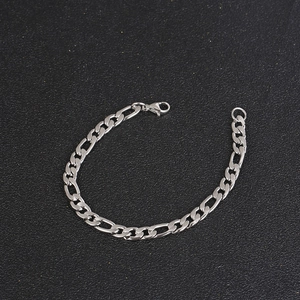 Classic silver Figaro chain bracelet in stainless steel with a secure lobster clasp