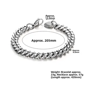 Détails du bracelet chaîne à maillons argentés avec dimensions et fermoir mousqueton