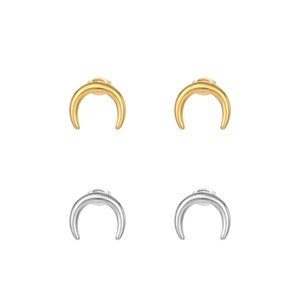 Lot de boucles d'oreilles croissants en acier titane poli finitions dorée et argentée