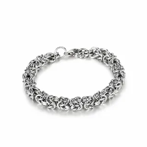 Vintage Byzantine Chain Bracelet For Men Stainless Steel Braided Link Jewelry Punk Hip Hop Silver Style Hand Wrist Accessory