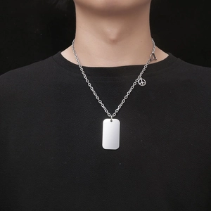 Μοντέρνο Κολιέ Μενταγιόν Dog Tag από Ατσάλι Τιτανίου Με Σήμα Ειρήνης Κοσμήματα με Αλυσίδα από Ανοξείδωτο Ατσάλι για Άνδρες Γυναίκες Δώρο