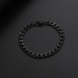 Minimalistisches matt-schwarzes Titanstahl-Panzerarmband mit Karabinerverschluss für Damen und Herren