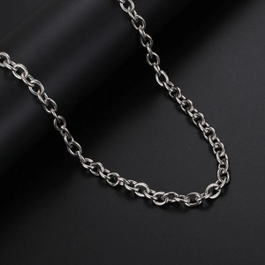 Gepolijste zilveren roestvrijstalen ronde schakelketting met industriële OT-sluiting voor dames