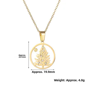 Detailansicht des goldenen Weihnachtsbaum-Anhängers mit Größen- und Gewichtsangaben