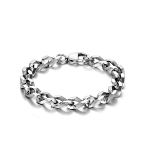 Bracciale a catena a maglie intrecciate unisex in acciaio inossidabile con moschettone