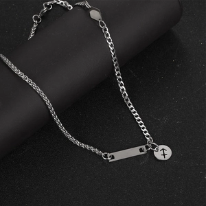 Collar de acero de titanio con cadena de trigo, cadena de eslabones y colgante Sagitario