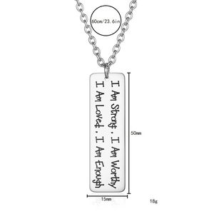 Détail du pendentif 50x15mm en acier inoxydable avec citations inspirantes gravées