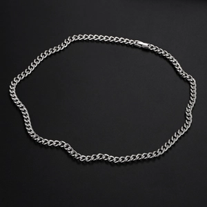 Collana a catena cubana minimalista in acciaio inossidabile lucido per uomo e donna