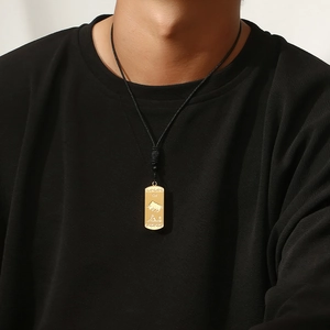 Collier avec pendentif signe zodiaque Boeuf doré et cordon noir pour hommes et femmes