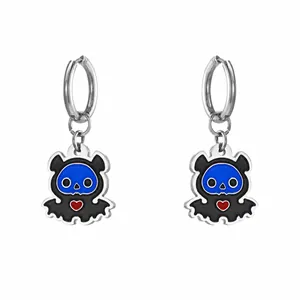Gothik Fledermaus Herz Titanstahl Emaille Ohrhänger Für Damen Halloween Party Schmuck Skurrile Cartoon Tier Ohrringe Geschenk