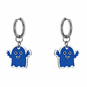 Lustige Blaue Geist Ohrhänger Edelstahl Emaille Schmuck Für Halloween Party Damen Originelles Zubehör Geschenk