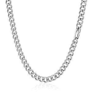 Collana a catena in acciaio al titanio lucido, design a maglie minimalista per uomo e donna