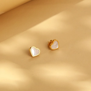 Minimalistische Herz-Ohrstecker Aus Edelstahl Perlmutt Emaille Einlage Süß Elegant Täglicher Schmuck Für Damen