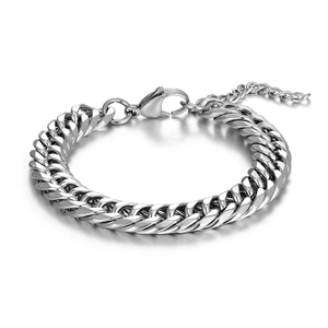 Ανδρικό ασημί βραχιόλι cuban link με κούμπωμα καβούρι και ρυθμιζόμενη αλυσίδα