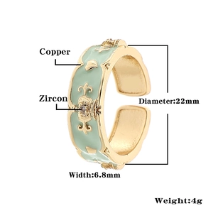 Details zum grünen Emaille-Kronenring mit Kupfer-Zirkon Maßen und Produktgewicht