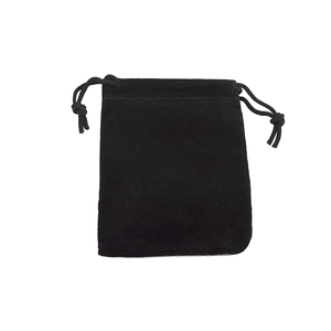 Classic black velvet drawstring jewelry pouch with secure double-sided pull cords