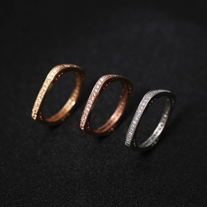 Γεωμετρικά Χάλκινα Δαχτυλίδια με Ζιρκόνια για Γυναίκες Ροζ Χρυσό Ασημί Επίχρυσα Κομψά Κοσμήματα Μόδας Δαχτυλίδια Αξεσουάρ