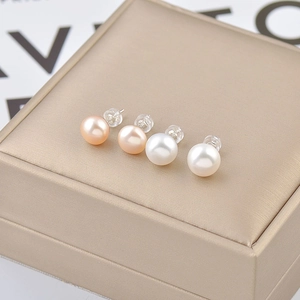Eleganti orecchini a lobo in argento S925 con perle d'acqua dolce bianche e rosa