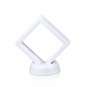 3D Floating Jewelry Display Box PE Membrane Transparent Square Frame Case For Ring Earring Coin Medal Stand Holder