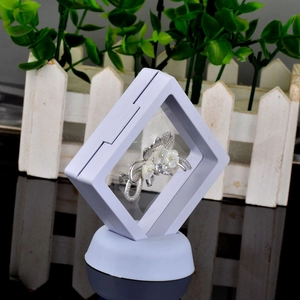 3D Floating Jewelry Display Box PE Membrane Transparent Square Frame Case For Ring Earring Coin Medal Stand Holder
