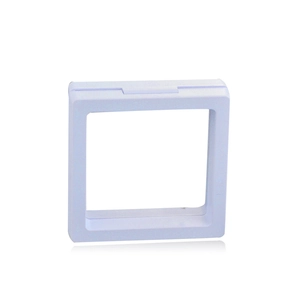 White 3D floating display box with clear PE film for rings and jewelry storage