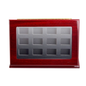 Vintage Wood Jewelry Storage Box Slanted Multi Slot Display Case With Glass Window For Rings Medals Organizer Case
