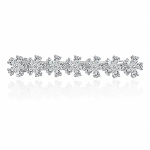 Pince à Cheveux Fleur en Zirconia Brillante Base en Cuivre Argenté Floral Perle Artificielle Pince à Ressort Élégants Accessoires de Cheveux pour Femmes Mariage Fête
