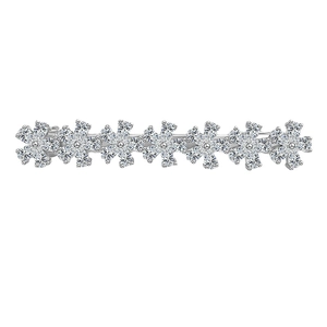 Pince à cheveux étincelante fleurs en zircon avec flocons d'argent et cristaux