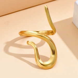 Vintage Roestvrijstalen Onregelmatige Gestroomlijnde Open Ring Premium Vacuüm Vergulde Geometrische Vingerring Voor Dames Sieraden